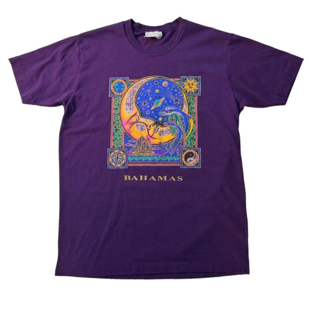 Vintage Honeybee T-Shirt Tee Bahamas Single Stitch Large Hippie Purple Celestial